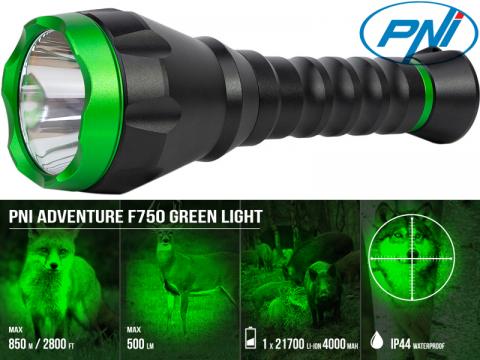 Torcia LED ricaricabile USB   Adventure F750 Green Light