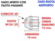 Dadi ruota antifurto S2   aperti   M12x1 25